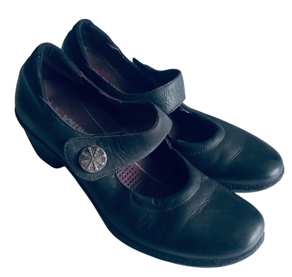 Romika Women's 37 / US 6-6.5 Black Leather Comfort Mary Jane Heel
